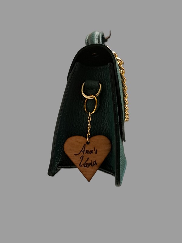 LEDEREN HANDTAS MET KETTING