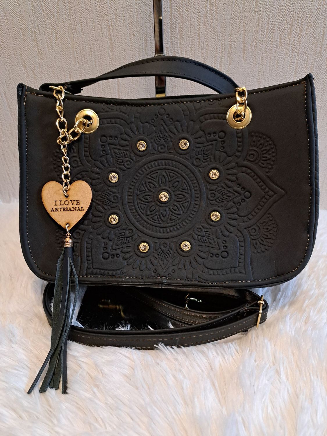 LEDER HANDTAS MANDALA