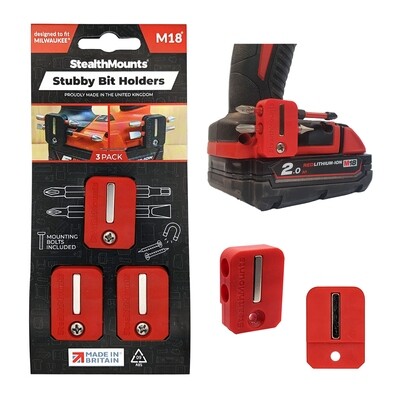 StealthMounts BH-M18-S-RED Stubby magnetische bithouder voor Milwaukee - 3 stuks
