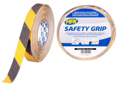 HPX Safety Grip Tape Zwart-Geel 25mm x 18m