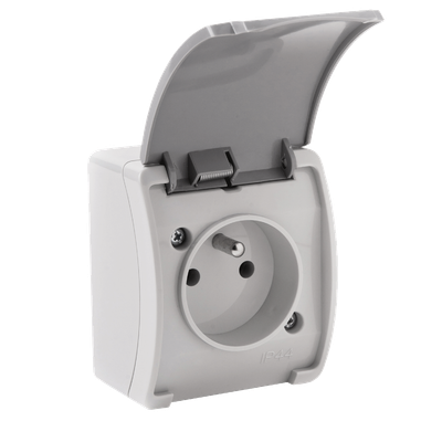 Enkel stopcontact 2P+E AQUATIC IP44 grijs