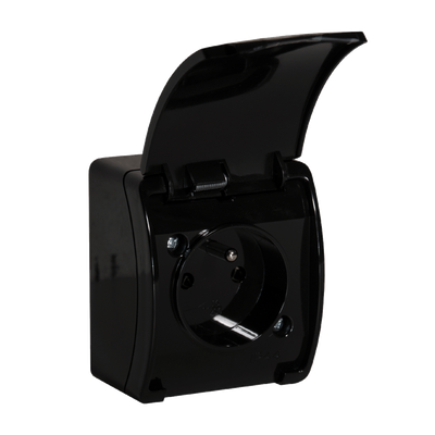 Enkel stopcontact 2P+E AQUATIC IP44 zwart