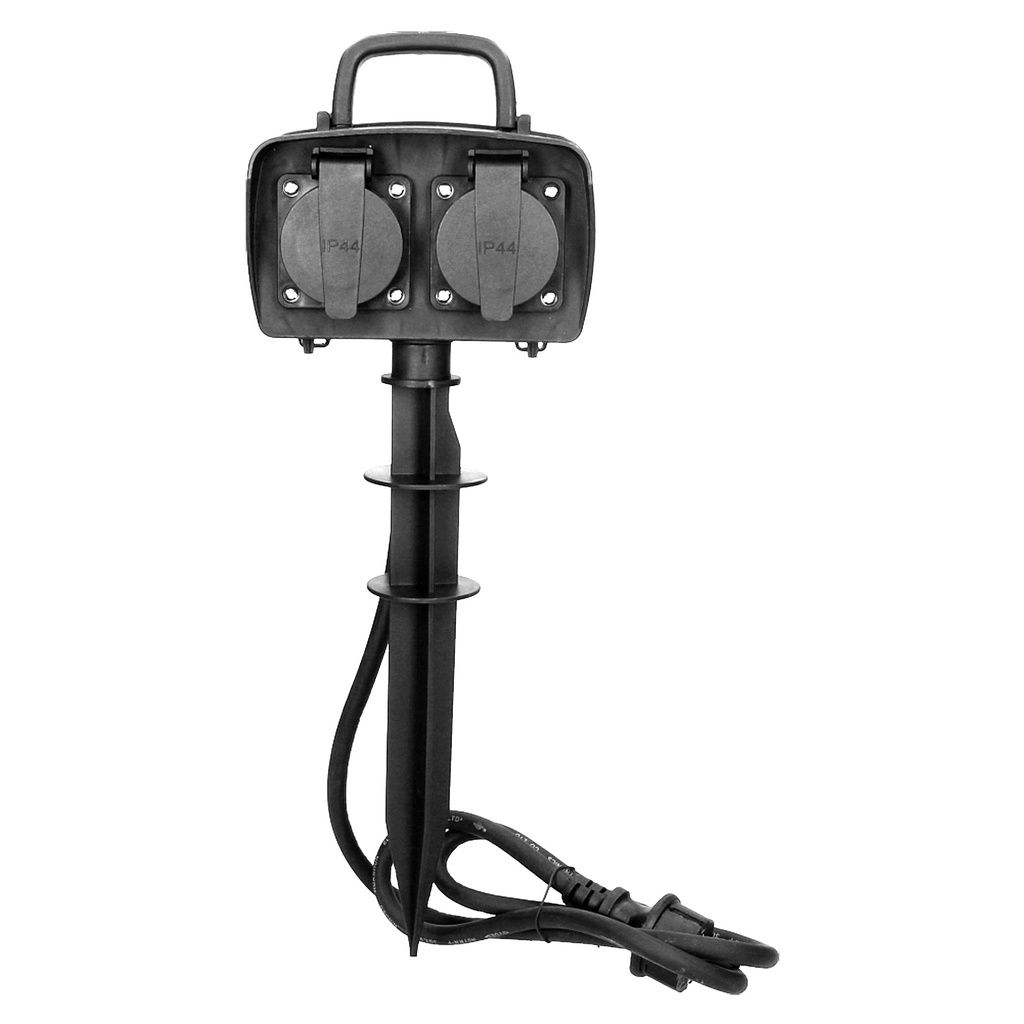 Tuin Stekkers 2x2P+Z, 2300W, IP44, cable 1,5m long, H07RN-F 3x1,5mm2