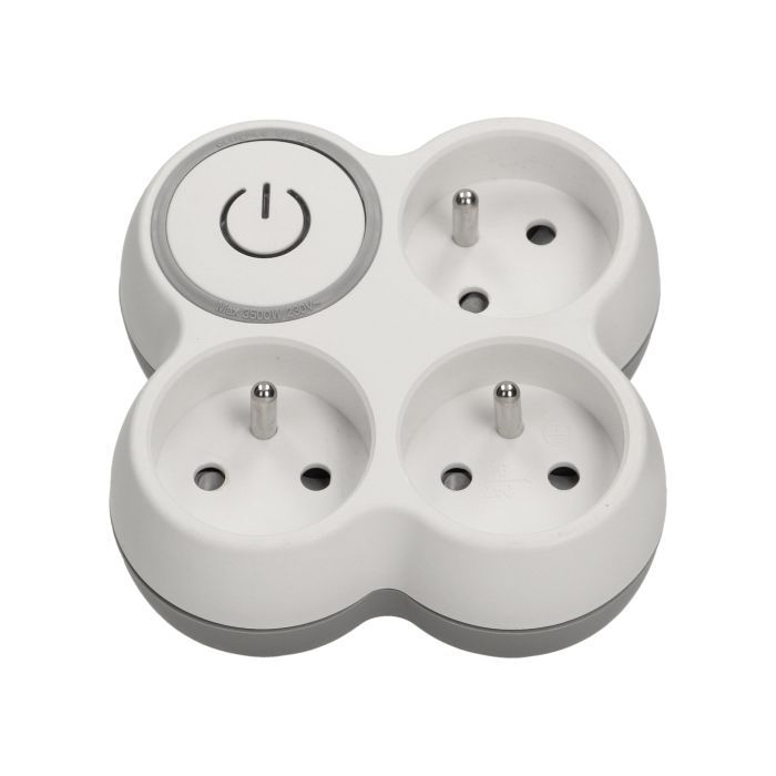 3-voudige wandcontactdoos met AAN/UIT-schakelaar, 3x2P + Z, verlichte schakelaar