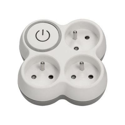3-voudige wandcontactdoos met AAN/UIT-schakelaar, 3x2P + Z, verlichte schakelaar