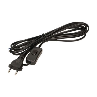 Netsnoer met schakelaar en eurostekker, zwart,kabel: 2x0,75mm2
