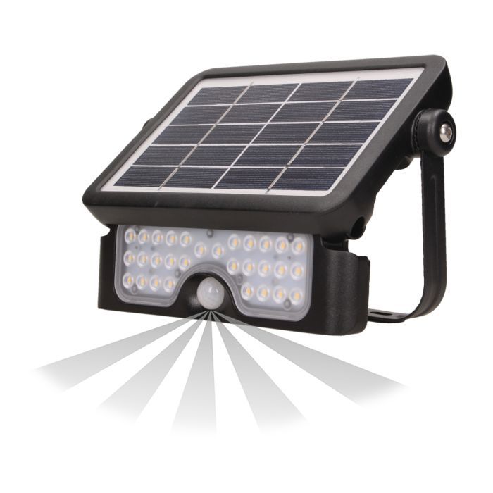 LUX LED 5W solar schijnwerper met bewegingssensor 500lm, IP65, 4000K, 2x1500mAh