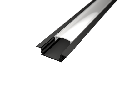 1 meter verzonken aluminium profiel voor LED-strips, multifunctioneel gebruik, MDF, gipsplaat, tegel zwart
