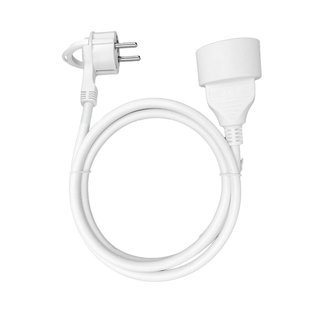 Verlengsnoer 3m platte stekker en PVC kabel H05VV-F 3x1.5mm2, 230VAC/16A
