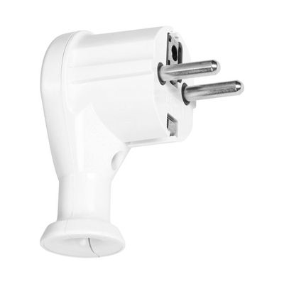 Stekker 90° Hoek  2P+E, Uni-Schuko, Wit