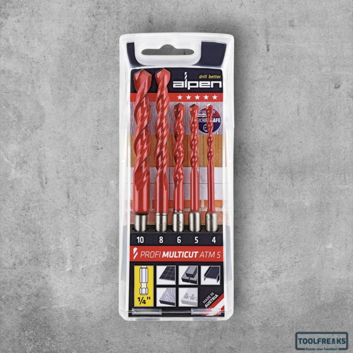 Alpen ATM5 MultiCut  Carbide Multifunctionele boorset 5-delig 1/4 Bit-aansluiting