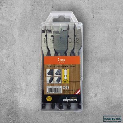 Alpen Hout Speedborenset 1/4 6-kant Bit-Aansluiting, 5-delig, Ø 16/18/20/22/24