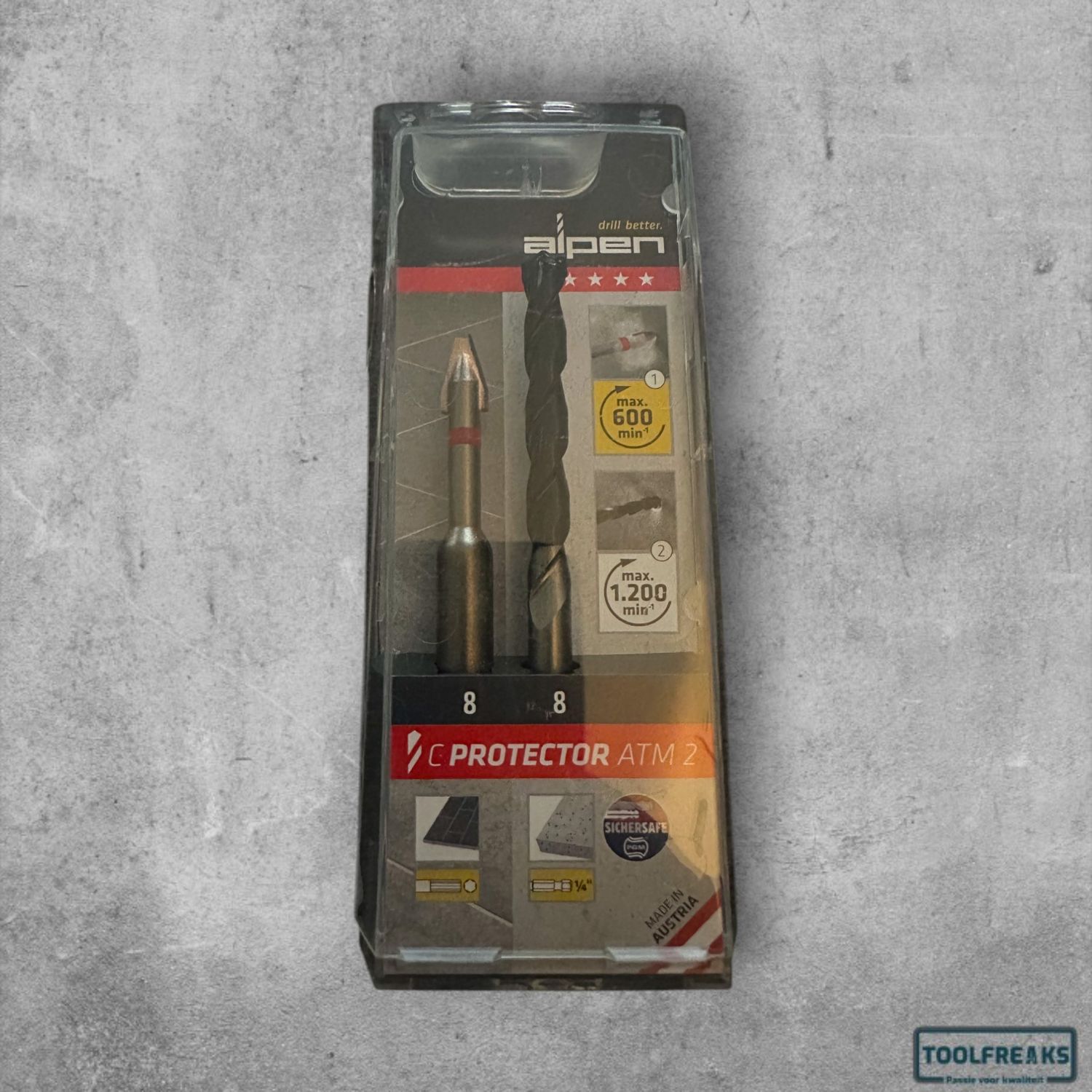 Alpen borenset C Protector  beton -Natuursteen ø 8 mm 2-delig 1/4 Bit-aansluiting