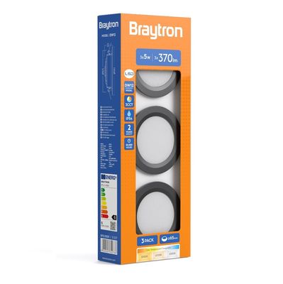 LED inbouwlamp - 5W - Aanpasbare Kleur CCT - 370 Lumen - Rond - Mat Zwart - Buiten Diameter 90 mm - Set van 3 inbouwlamp - IP54