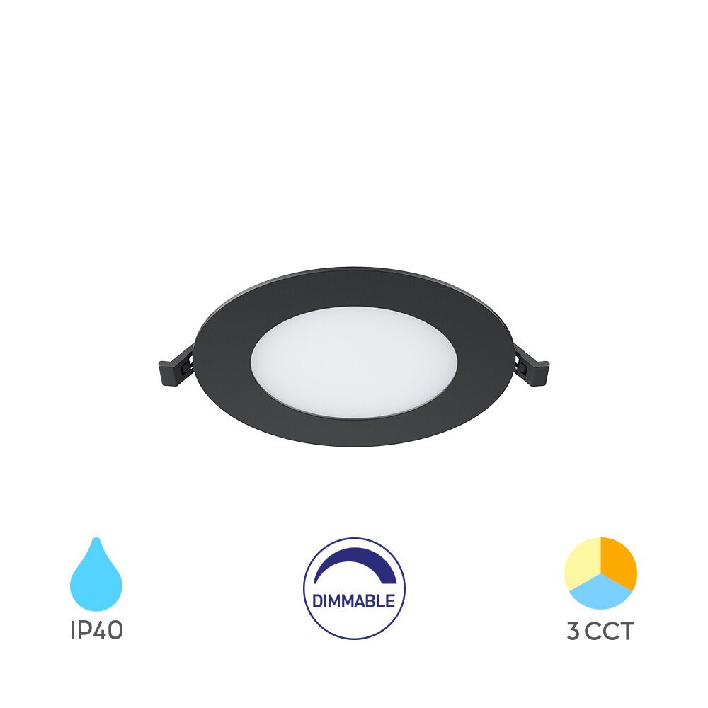 Led Inbouwspot Zwart Braytron 6W 470Lm 3CCT Dimbaar