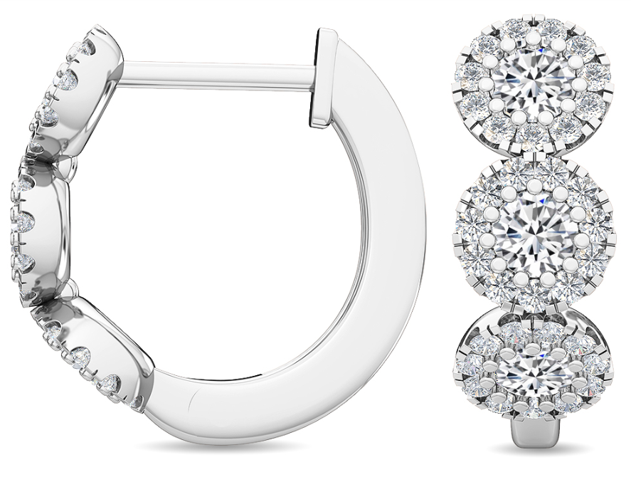 Elegante 14 KT gouden oorbellen met Labgrown diamant