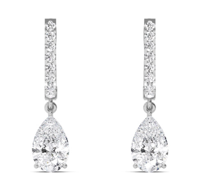 Prachtige gouden oorbellen hangers met Peervorm Labgrown diamanten