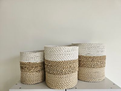 Mand zeegras rond zonder handvat. Set van 3.