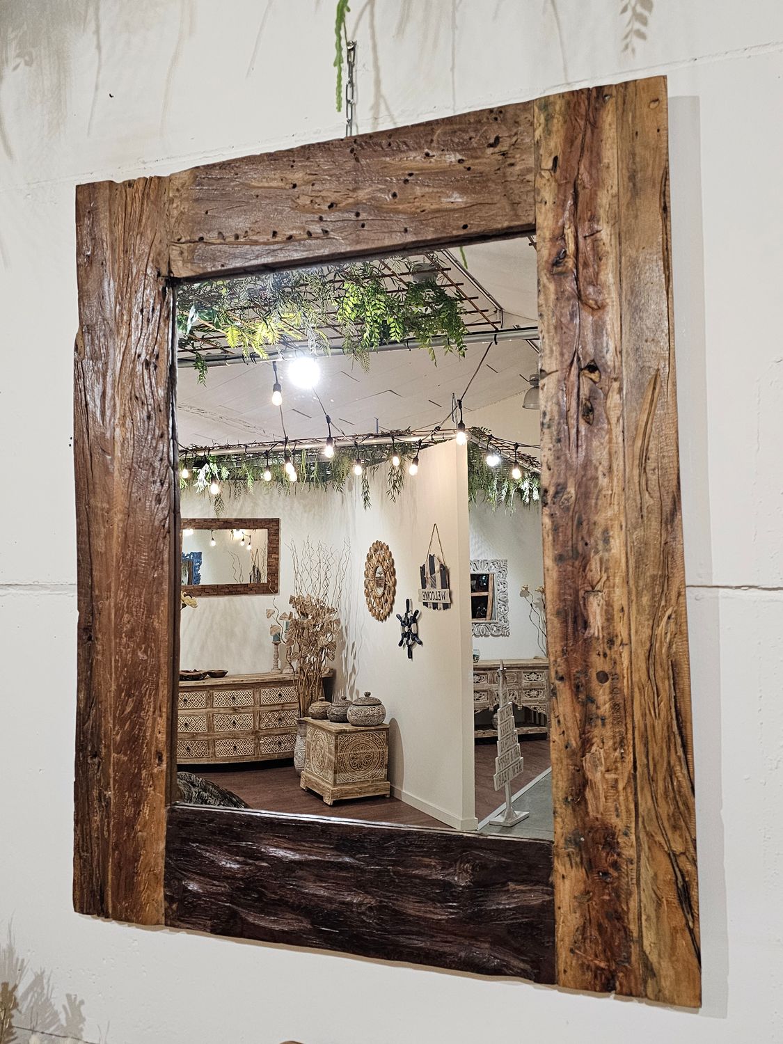 Houten spiegel rustic.