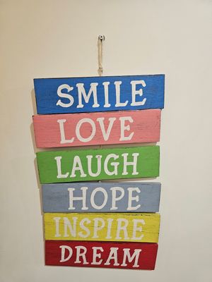 Muurbord Smile, Love, Laugh, Hope, Inspire, Dream.