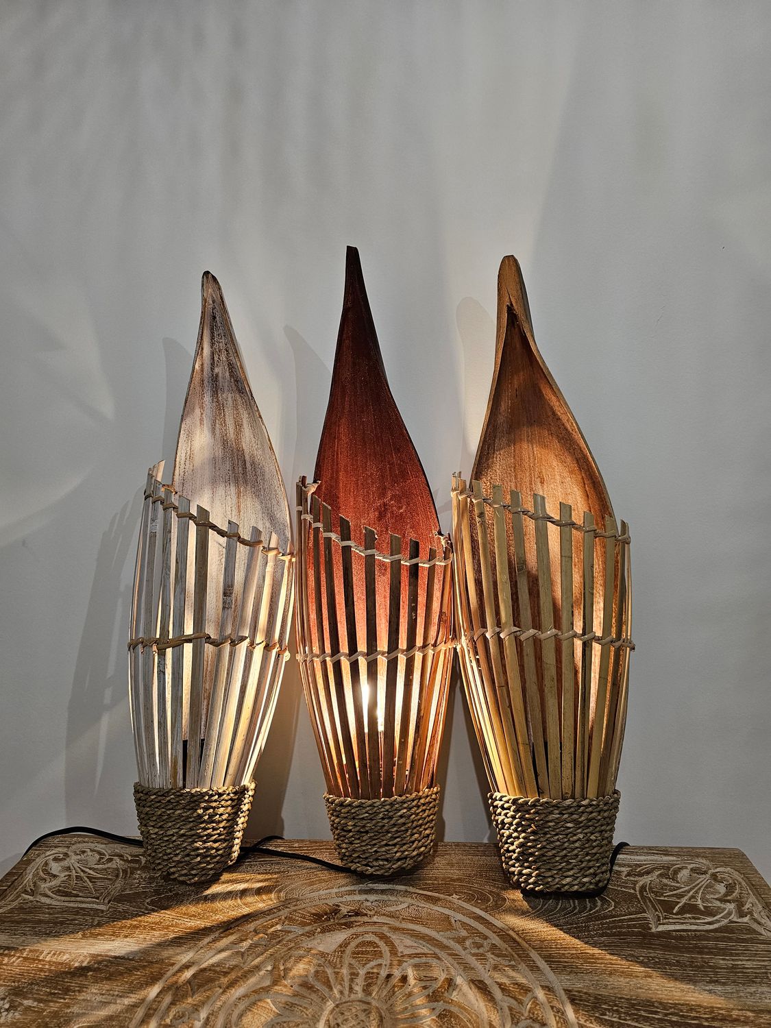 Kokoslamp, wandlicht Bambu.