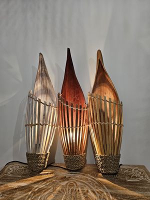 Kokoslamp, wandlicht Bambu.