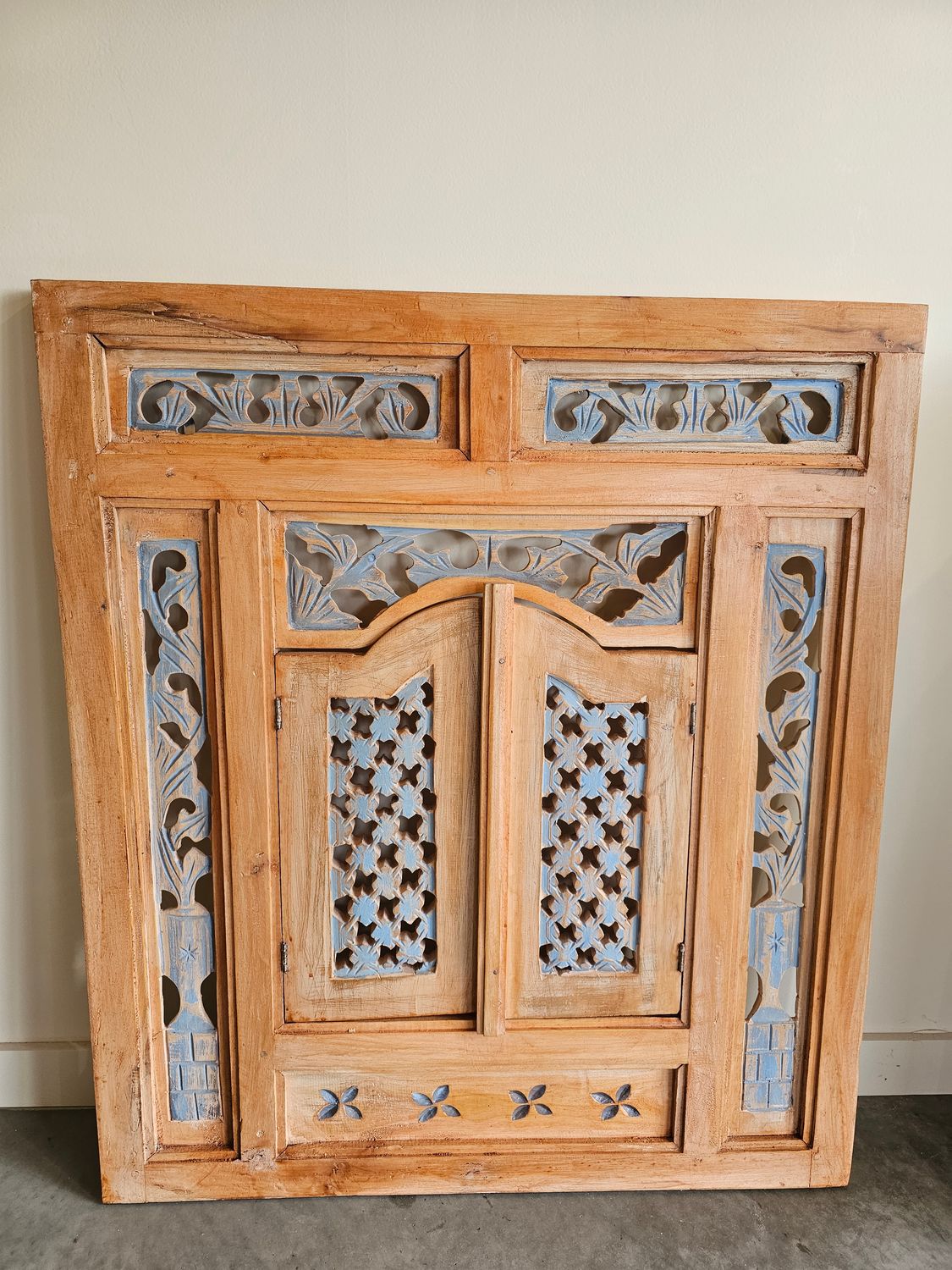 Houten luik bruin/blauw