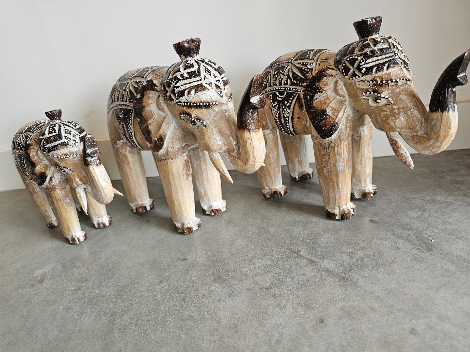 Houten olifant, set van 3