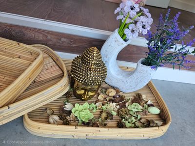 Handgemaakte rotan dienbladen