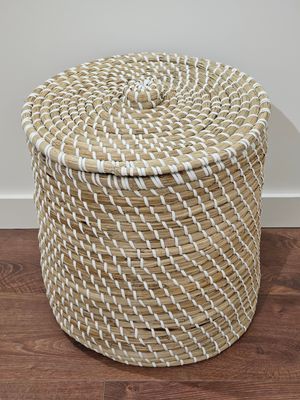 Zeegras mand met deksel. Set van 3.