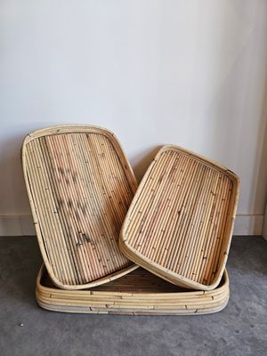 Handgemaakt dienblad rotan,  set van 3