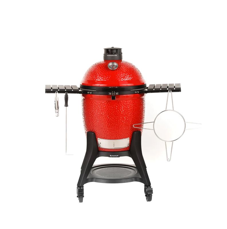 Kamado Joe Classic Joe III keramische BBQ met gietijzeren onderstel, zwart, MeatMan
