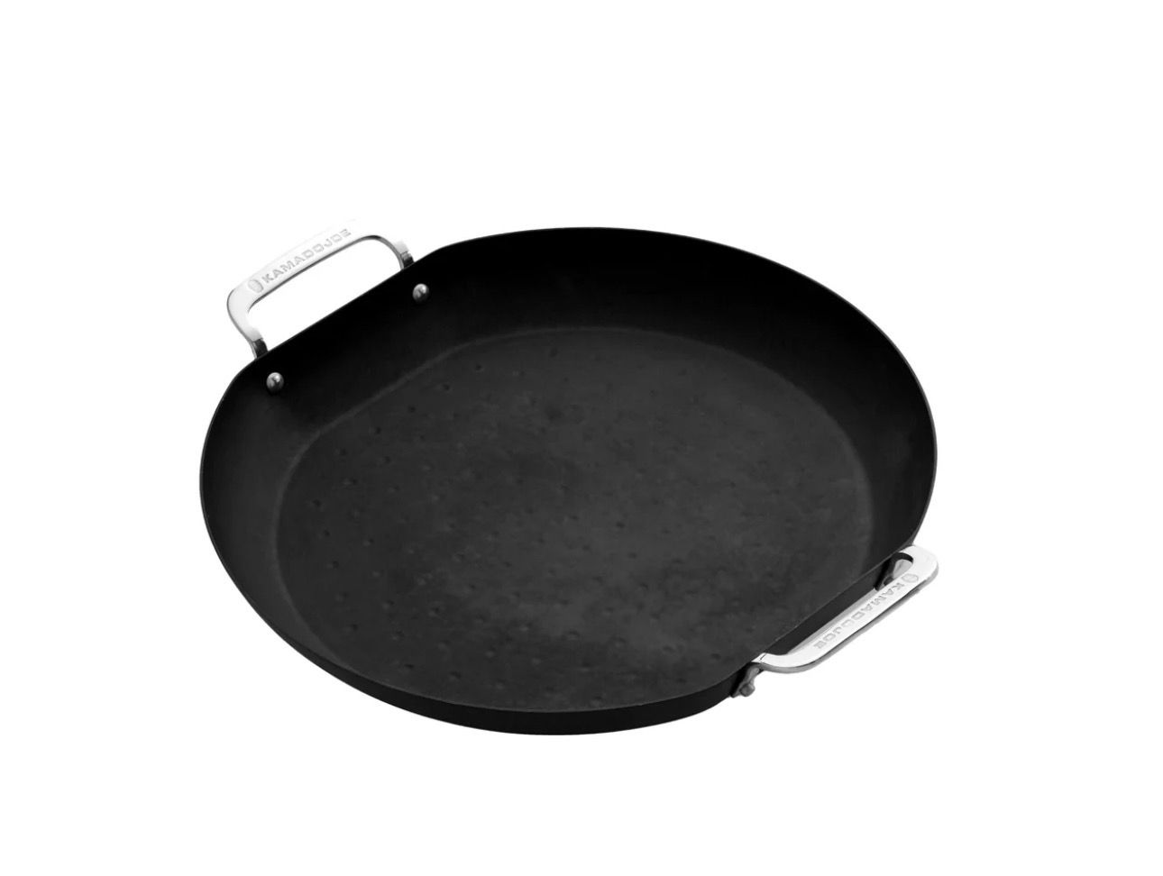 Kamado Joe Karbon Steel paellapan op Kamado BBQ paella bereiding MeatMan