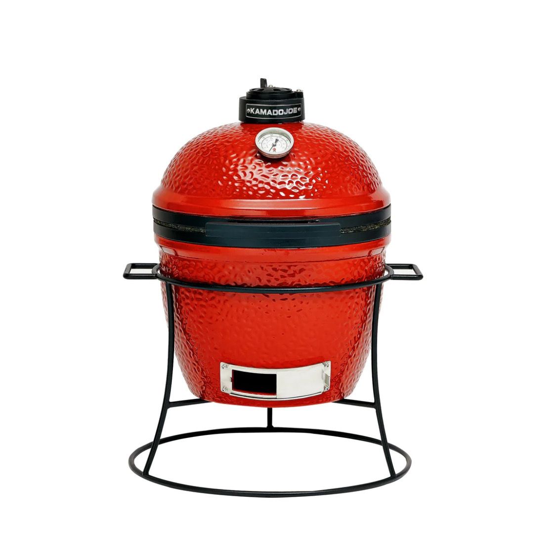 Kamado Joe Joe Junior keramische BBQ op gietijzeren onderstel, rood, MeatMan Rillaar