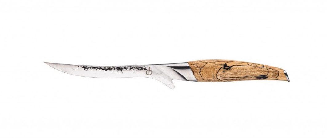 Forged Katai uitbeenmes flexibel Damascus staalpatroon MeatMan Rillaar