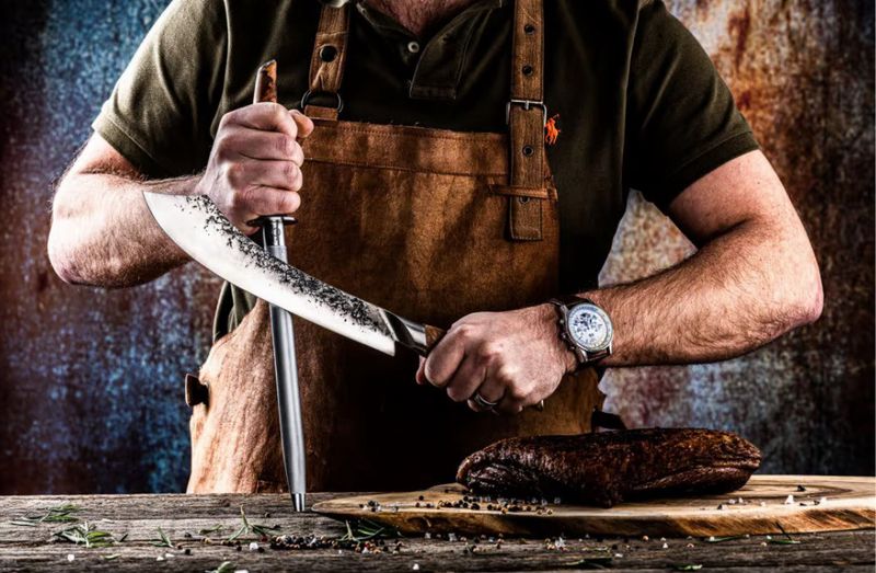 Forged Katai aanzetstaal in gebruik mes snel aanscherpen voor BBQ