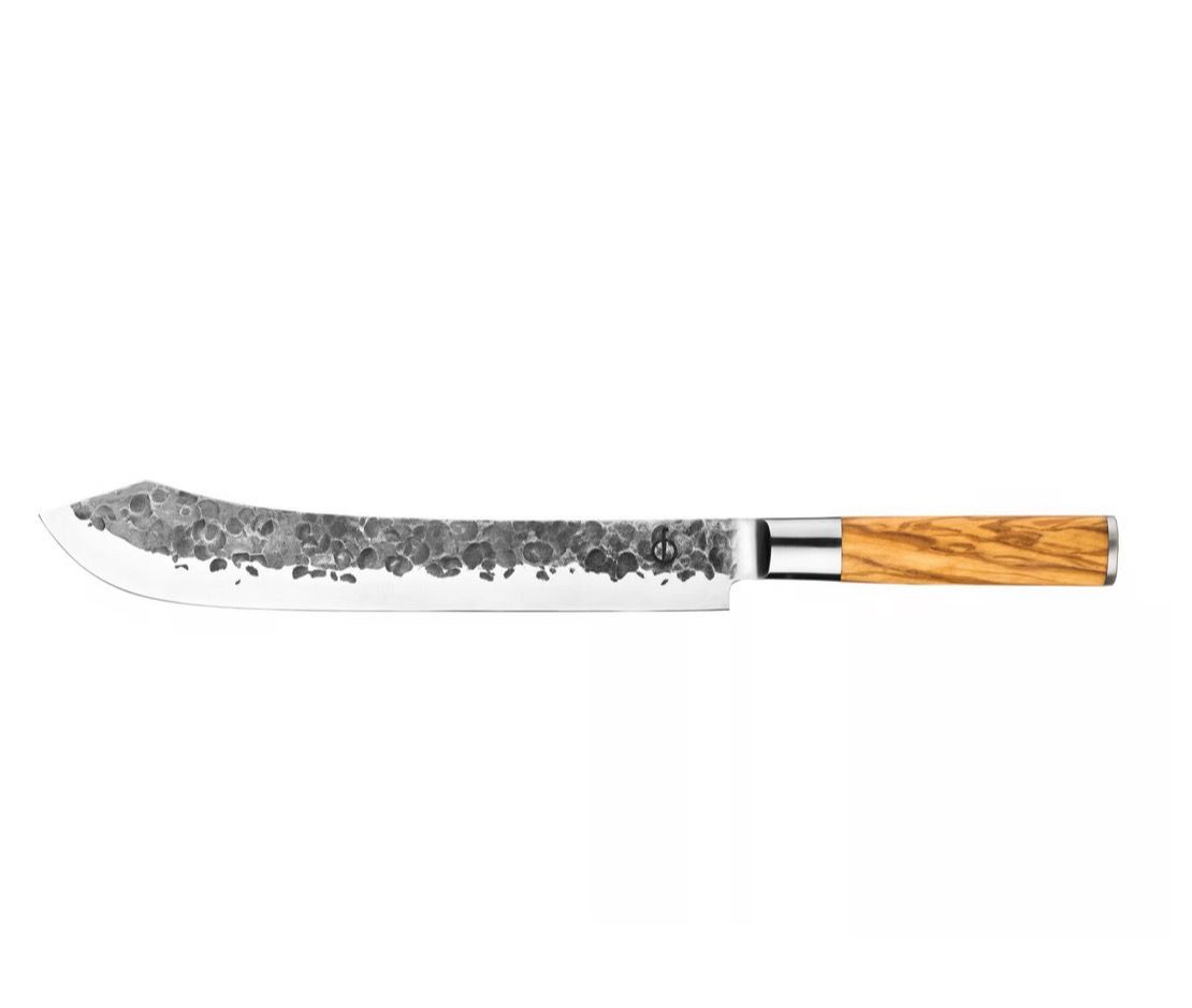 Forged Olive Butcher Knife olijfhouten heft robuust slagermes MeatMan
