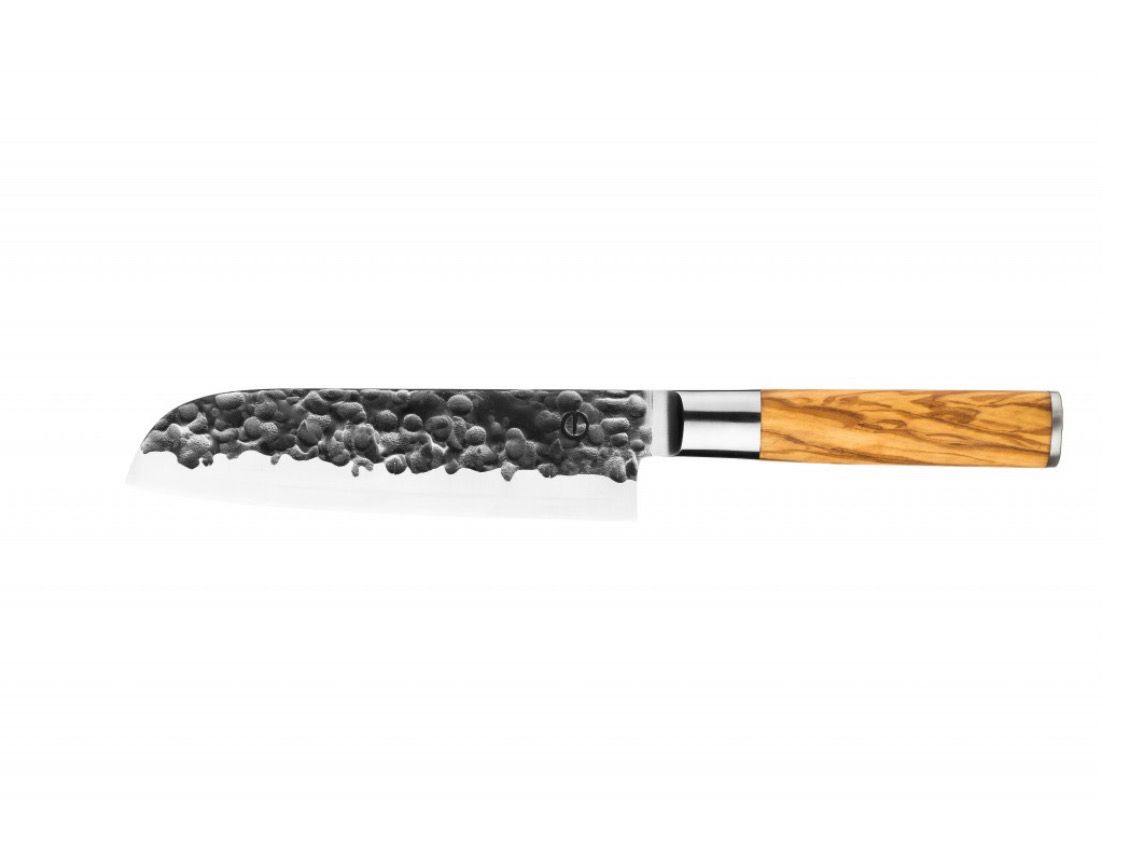 Forged Olive Santoku 18cm olijfhouten heft groter Japans mes MeatMan