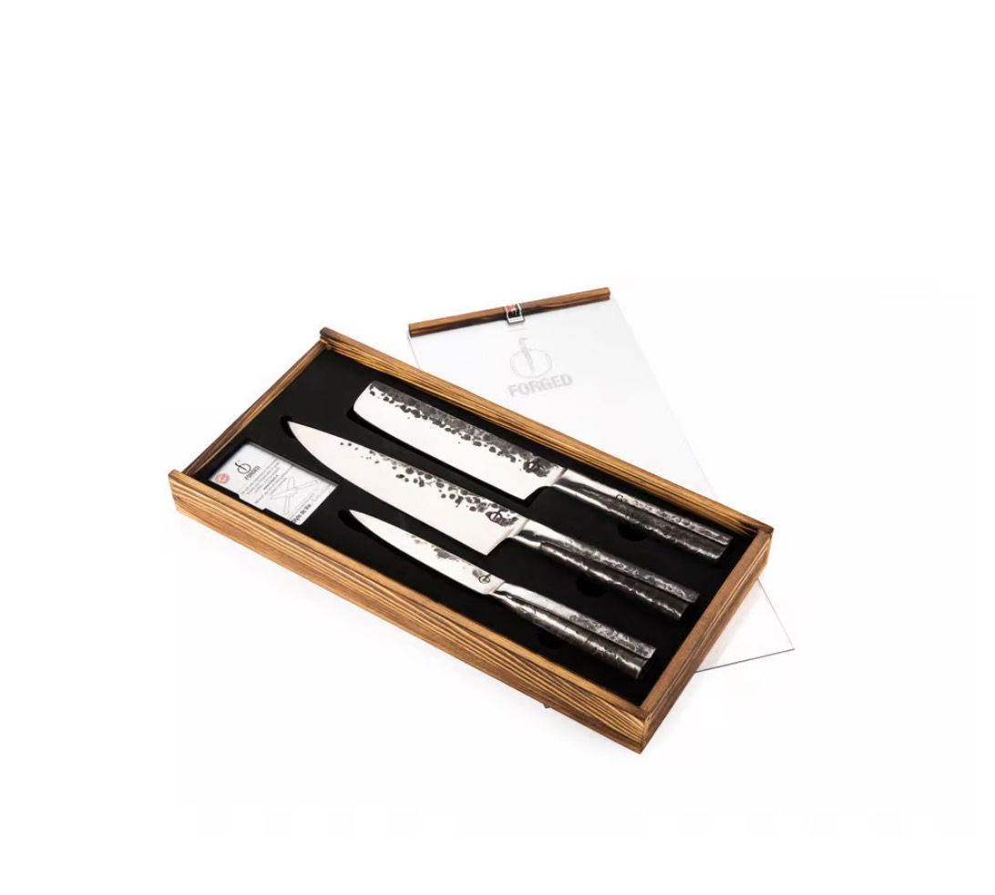 Forged Intense 3-delige messenset drie messen naast elkaar MeatMan Rillaar