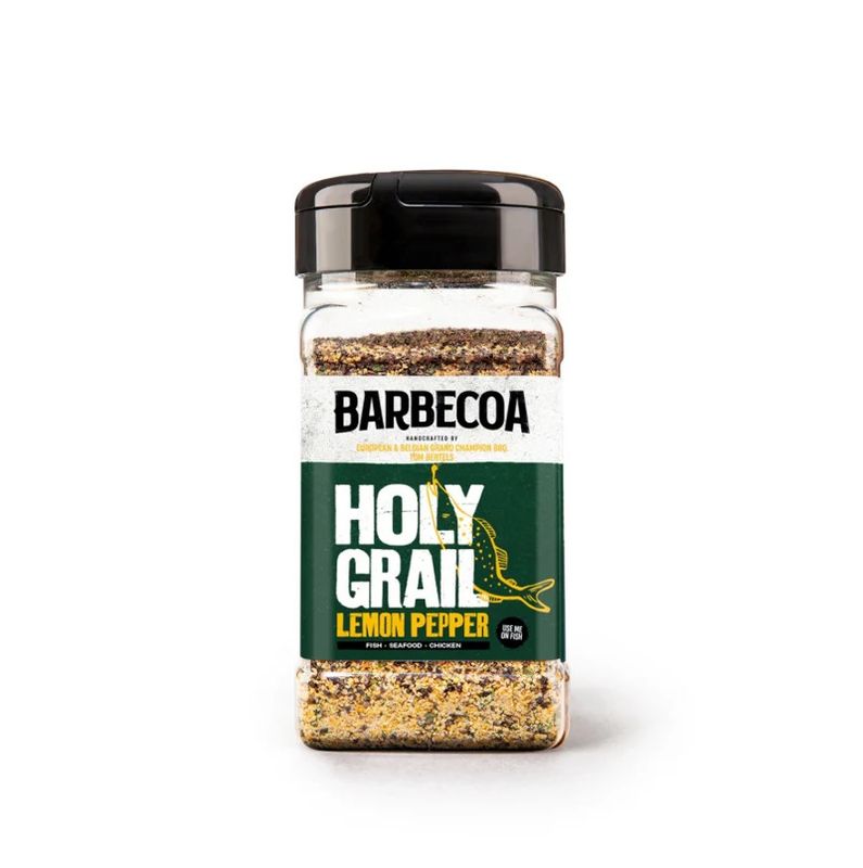 Holy Grail Lemon Pepper gestrooid op kip of vis BBQ bereiding