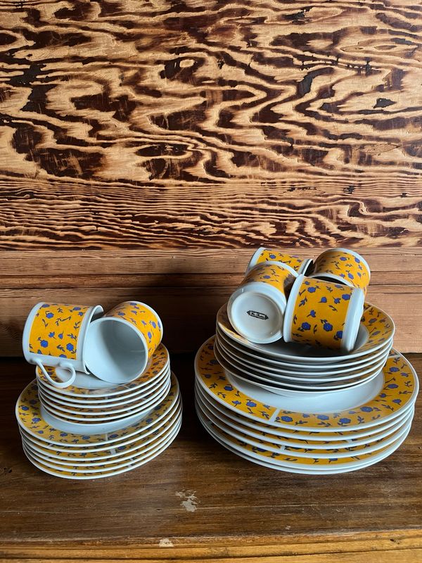 *Porselein servies met vergeet-me-nietjes motief