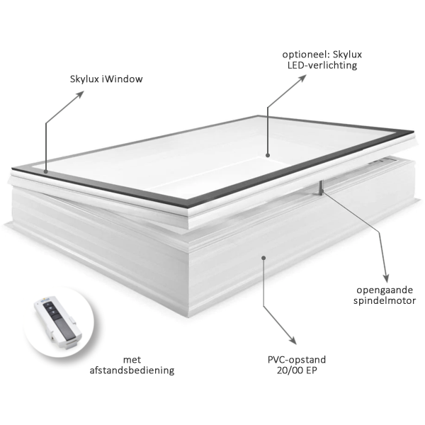 Glaskoepel Skylux iWindow elektrisch opengaand 100x200cm incl. opstand Glaskoepel Skylux iWindow elektrisch opengaand 100x200cm incl. opstand