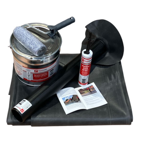 EPDM pakket 4,00m x 4,00m incl. lijm, afvoer en kit