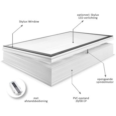 Glaskoepel Skylux iWindow elektrisch opengaand 100x150cm