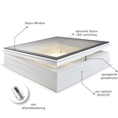 Glaskoepel Skylux iWindow elektrisch opengaand 100x100cm incl. opstand