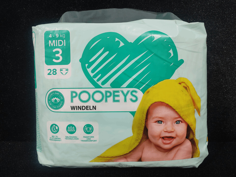 COUCHES BEBE POOPEYS Taille - (3) 4-9KG 28pcs - Colis de 4 paquets