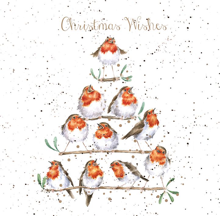 Wrendale kerstkaart "Rockin' Robins-Boxed Cards" 8st.