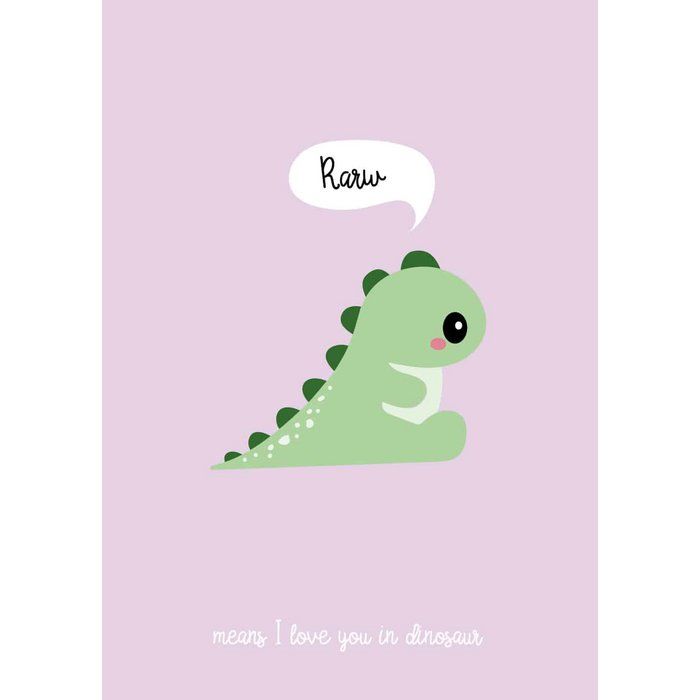 Kaart &#39;Rarw means I love you Dinosaurus&#39;