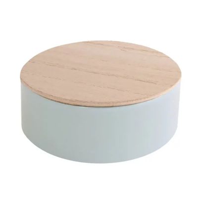 Doosje metaal / blik met houten deksel