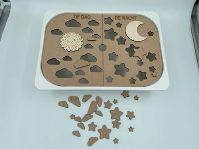 Trofast deksel groot – Licht & Donker sorteerspel | Educatief speelgoed voor kinderen